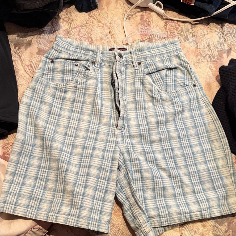 Faded Glory Blue Plaid Women's Bermudas vintage